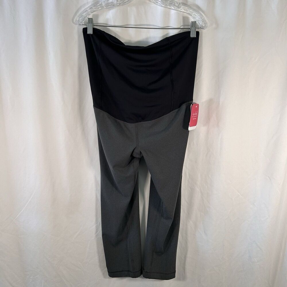 New Isabel Maternity Leggings Women's Large Grey Pull On Active Capri Crossover - Picture 5 of 9